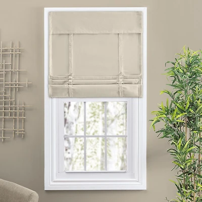 Camalay Harmony Light Filtering Adhesive Fastener Cascade Roman Shade 35 x 64 in Wheat