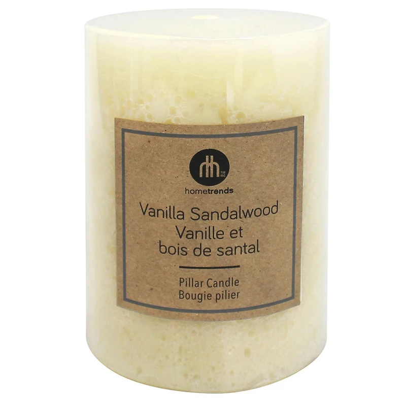 Hometrends 4" Vanilla Sandalwood Scented Pillar Candle, 3"Dia x 4"H