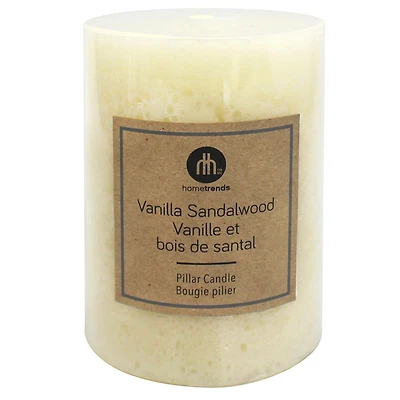 Hometrends 4" Vanilla Sandalwood Scented Pillar Candle, 3"Dia x 4"H