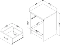 Table de chevet 1 tiroir avec espace de rangement ouvert pour Adulte, fini Chêne gris, collection Tassio de Meubles South Shore