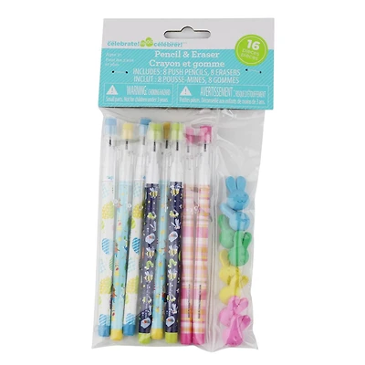 Way to Celebrate! 16CT PENCIL ERASER, NOVELTY