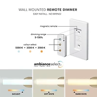 AmbianceSelectMC applique murale couleur ajustable laiton de 24 po à DEL intégrée avec diffuseur en acrylique givré et télécommande murale avec gradateur, 91005758