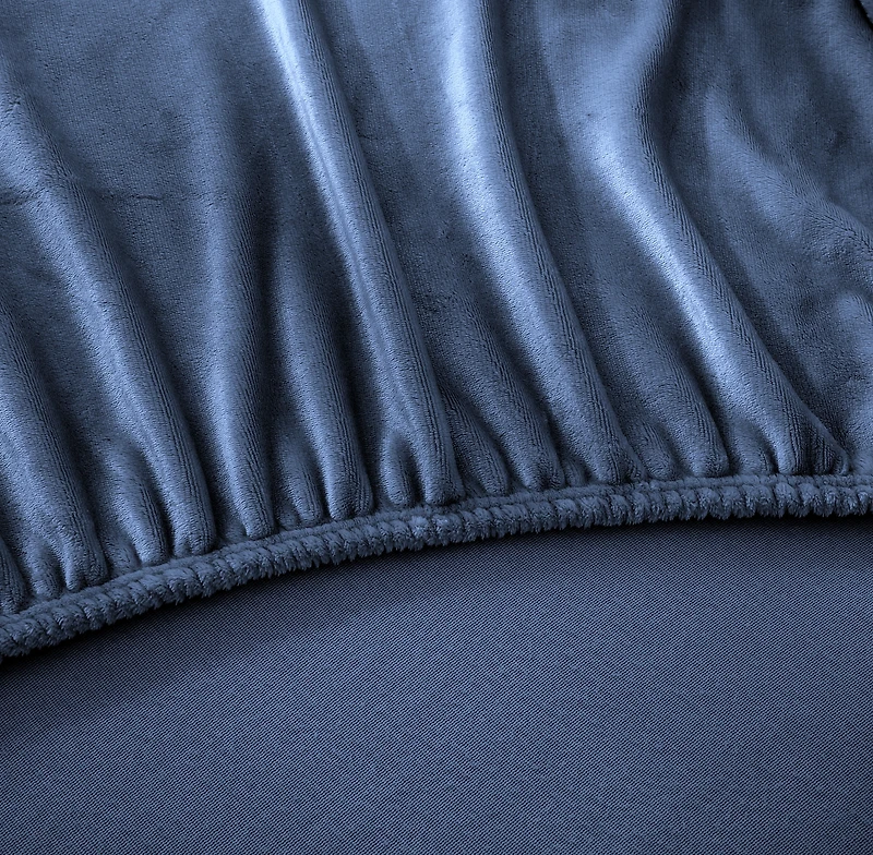 Swift Home Drap-housse de luxe 1 pièce en flanelle peluche, ultra-doux, poche profonde, chaleur toutes saisons, lit double, Marine