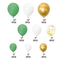 Green Gold balloon arch, Wht grn and gold balloon arch