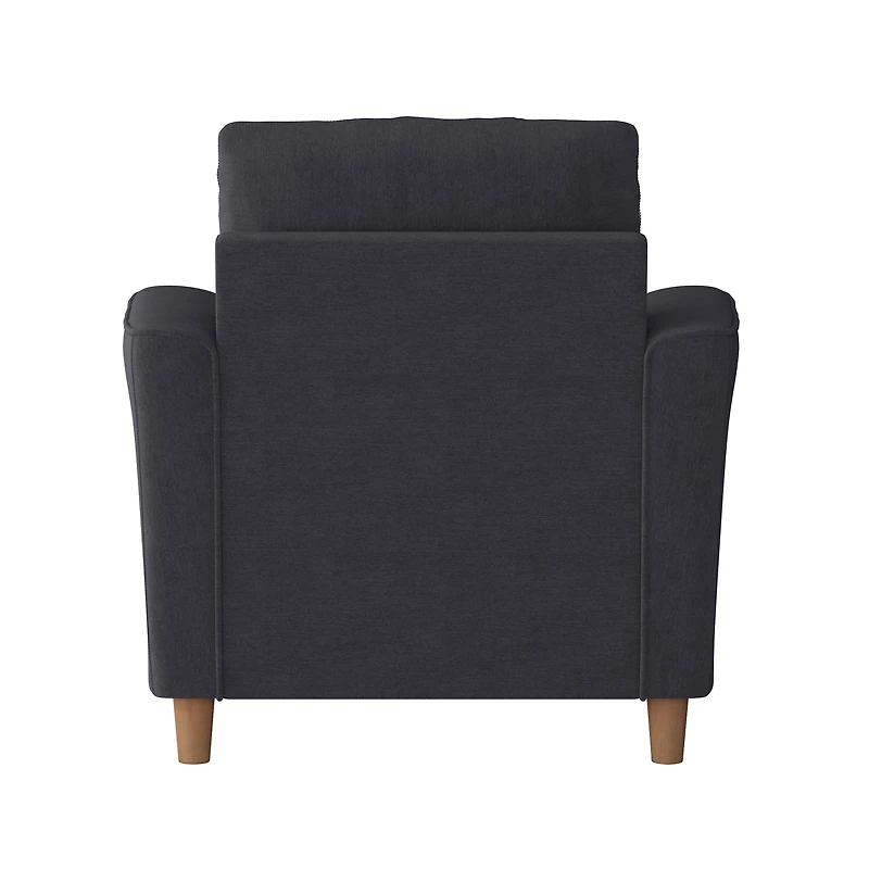 Fauteuil d'appoint d'intérieur CorLiving Caroline, capitonné, avec accoudoirs évasés et pieds en bois, gris foncé