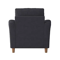 Fauteuil d'appoint d'intérieur CorLiving Caroline, capitonné, avec accoudoirs évasés et pieds en bois, gris foncé