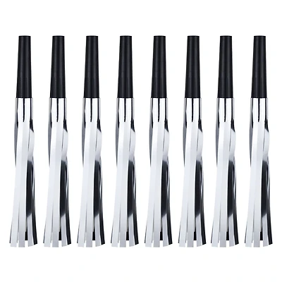 New Year Black and Silver Fringed Party Noisemakers, 6.875in L, 8 Pieces, Party Decoration Supplies Set, by Way to Celebrate Style, Adult