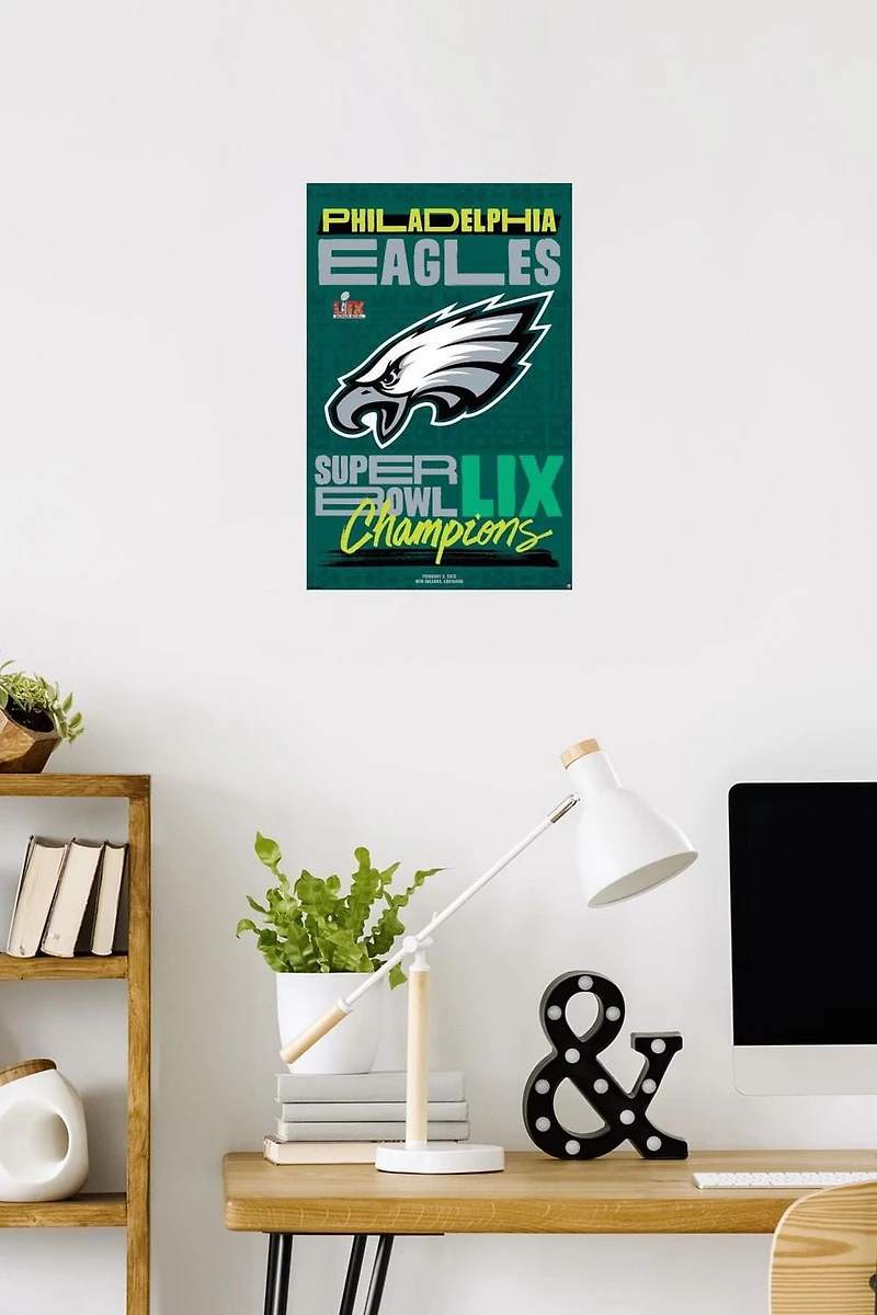 NFL Philadelphia Eagles - Super Bowl LIX Team Logo Wall Poster, 22.375" x 34" Framed