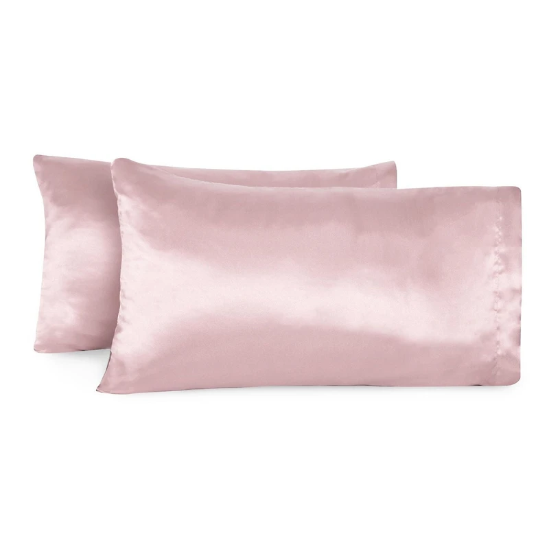 2-Pack Queen Satin Pillowcases, Pink