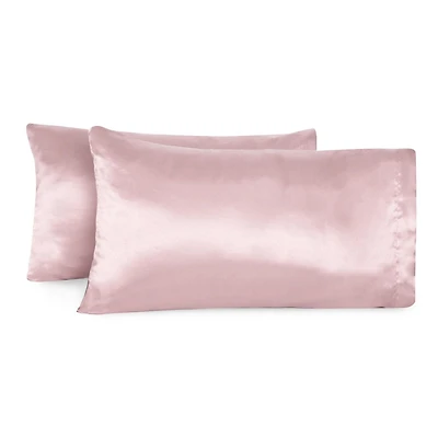 2-Pack Queen Satin Pillowcases, Pink
