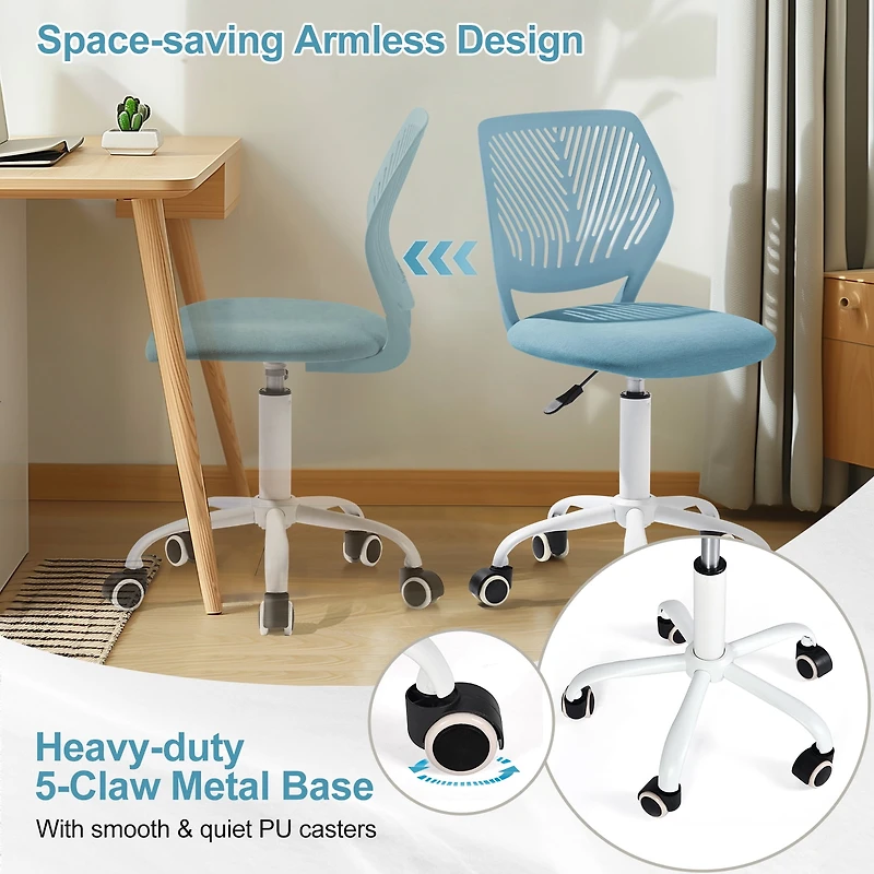 Homy Casa Kids Folding Study Desk and Ergonomic Swivel Chair Set, Adjustable Seat Height, Game Table with Soft PVC Top