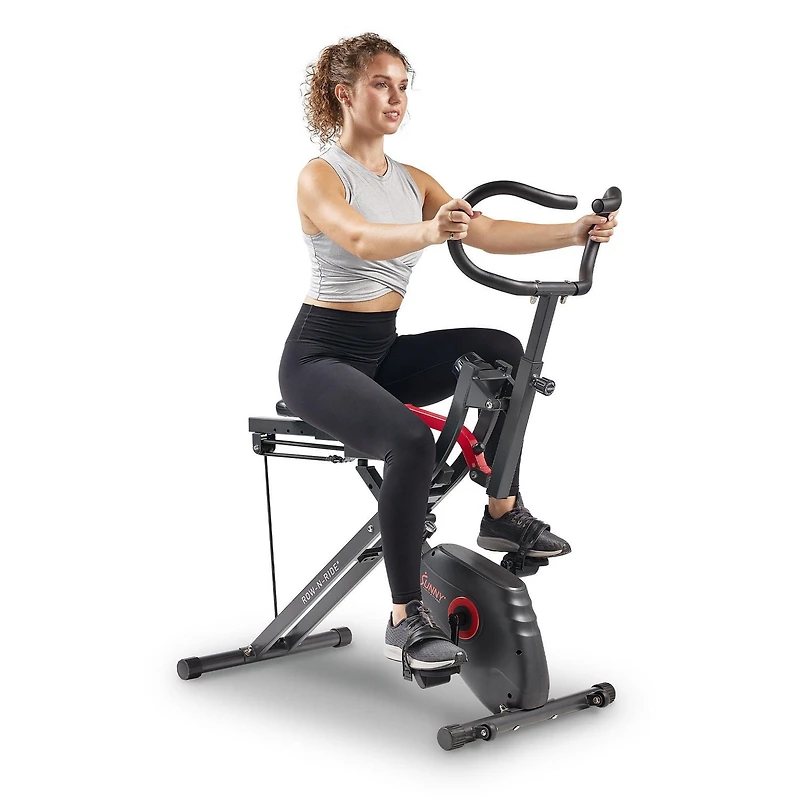 Sunny Health & Fitness Upright Row-N-Ride® Versatile Full-Body Workout Exercise Bike Dual-Function 2-in-1 Magnetic Rowing and Cycling Home Fitness Machine - SF-A022077