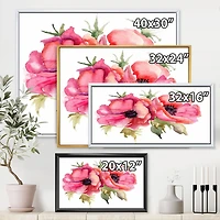 Designart Stylized Poppy Flowers FLOAT FRAME WALL ART