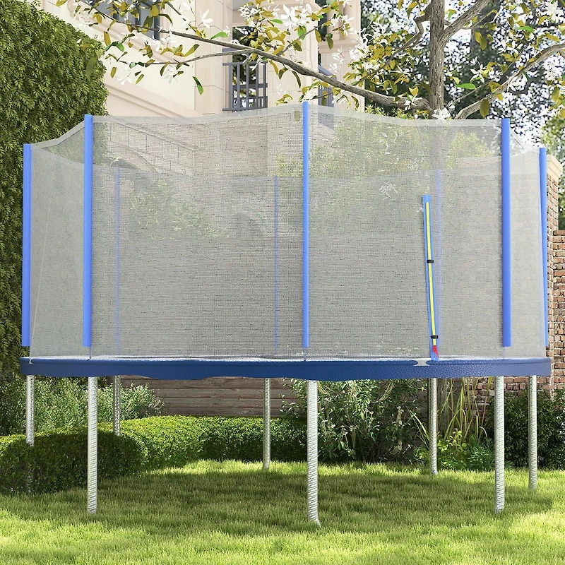 Soozier 14ft Trampoline Net Replacement with 8 Poles and Zippered Entrance
