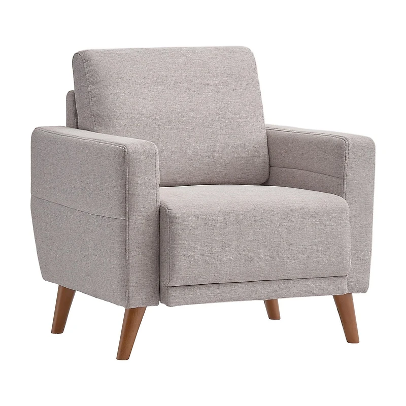 CorLiving Clara Modern Light Grey Upholstered Indoor Accent Armchair with Wood Legs