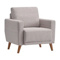 CorLiving Clara Modern Light Grey Upholstered Indoor Accent Armchair with Wood Legs