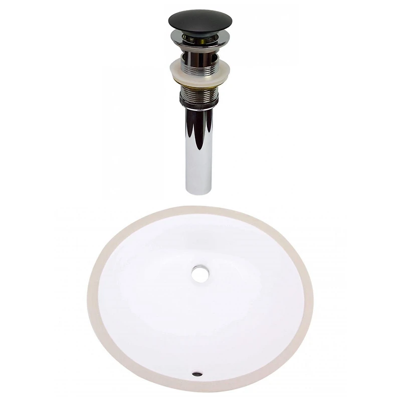 American Imaginations 18.125-in. W CUPC Oval Bathroom Undermount Sink Set In White - Black Hardware - Overflow Drain Incl. AI-31795