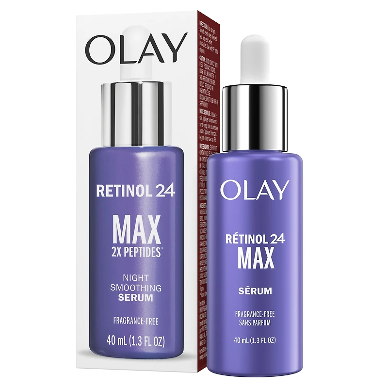 Olay Retinol 24 MAX Night Smoothing Serum, Fragrance – Free, 40 mL