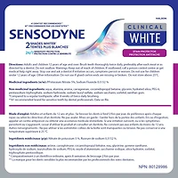 Sensodyne Clinical White Mint Toothpaste for Sensitive Teeth, Stain Protector, 75mL
