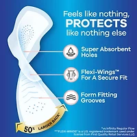 Always Infinity Feminine Pads for Women, Flexfoam Pads with Wings, Size 5, Extra Heavy Overnight Absorbency, Unscented, 11CT