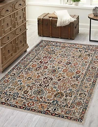 Tapis d'appoint Grand Zéro Laramie ivoire & bleu de 3 pi x 5 pi