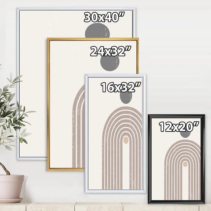 Designart Résumé arc-en-Soleil et la Lune en Terre Tones I ART MURAL À CADRE FLOTTÉ