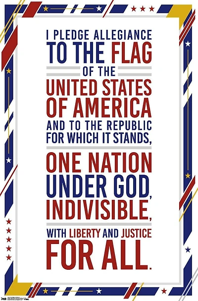The United States Of America - Pledge Of Allegiance Wall Poster, 22.375" x 34"