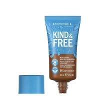 Rimmel KIND & FREE Moisturising Skin Tint Foundation, 100% Vegan, Formulated with Vitamin E, Pro Vitamin B5 & Aloe Vera, Lightweight Dewy Finish