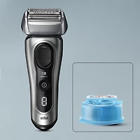 Rasoir électrique Braun Series 8, 4+1 éléments & tondeuse de précision pour poils longs, centre SmartCare 5 en 1, de près & en douceur même sur les barbes denses, étui pour chargement mobile, peau sèc