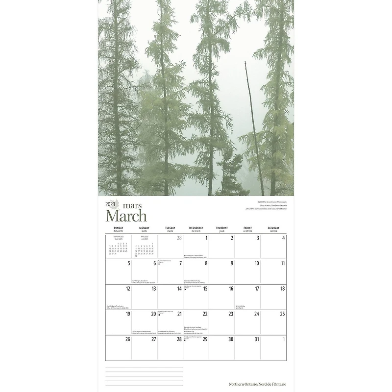 Northern Ontario | 2023 12x24 Inch Square Wall Calendar
