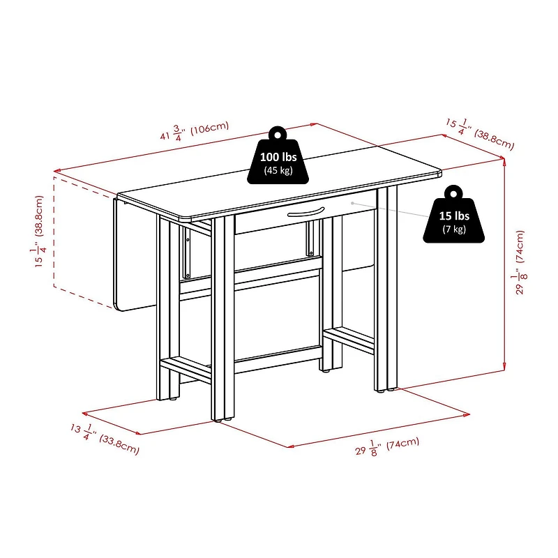 Winsome Taylor 3PC table de feuille de baisse & chaise à dossier échelle