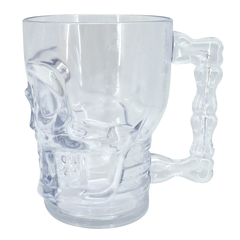 Halloween Plastic Skull Beer Mug Party Tableware, Clear, 19 oz, Way to Celebrate