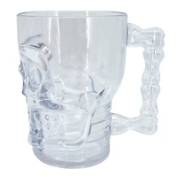 Halloween Plastic Skull Beer Mug Party Tableware, Clear, 19 oz, Way to Celebrate