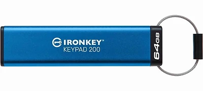 Kingston Ironkey Keypad 200 USB-A Clé USB cryptée 64 Go | Indépendant du système d'exploitation | FIPS 140-3 niveau 3 | XTS-AES 256 bits | Protection BadUSB et Brute Force | Option multi-broches | IKK