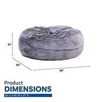 Sealy® Bala 5ft Faux Fur Memory Foam Bean Bag - Taupe