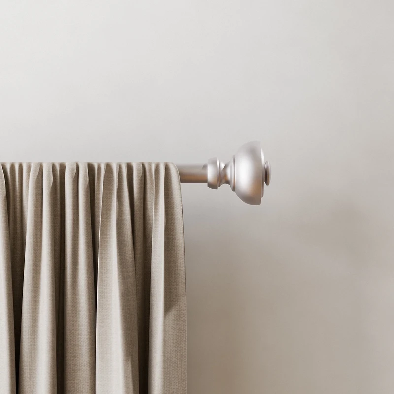 Mainstays 3/4" Nickel Cameron Urn Adjustable Single Curtain Rod Set, 30"-84"