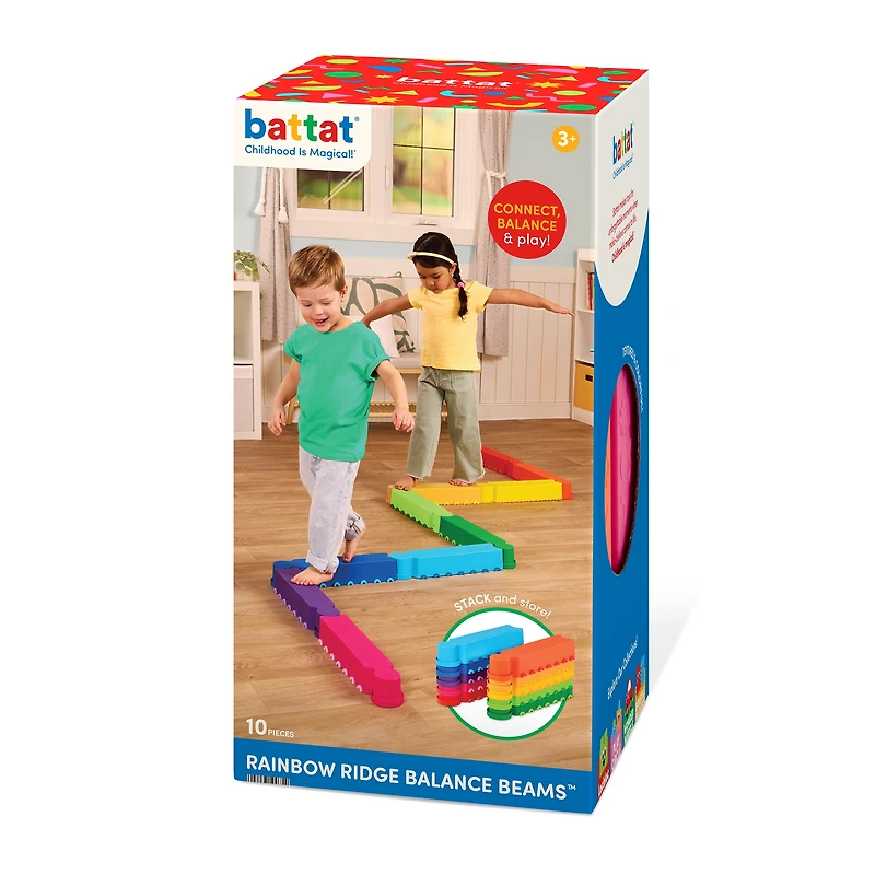 Battat Rainbow Ridge Balance Beams Active Playset with 10 Plastic Pcs, Toddler and Preschool Toys, Rainbow Ridge Balance Beam