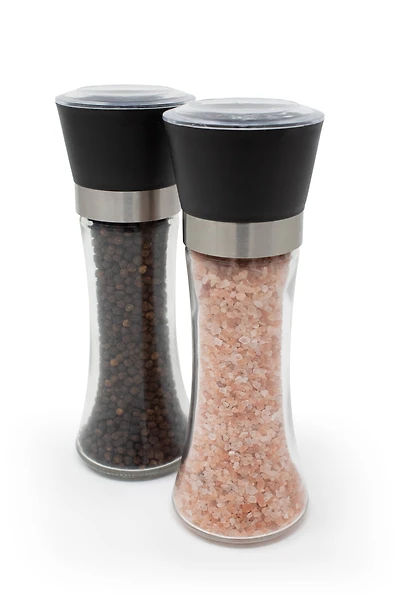Kamenstein 7.5inch 180ml S&P Grinder, Filled and ready to use - includes black peppercorns and pink Himalayan coarse salt