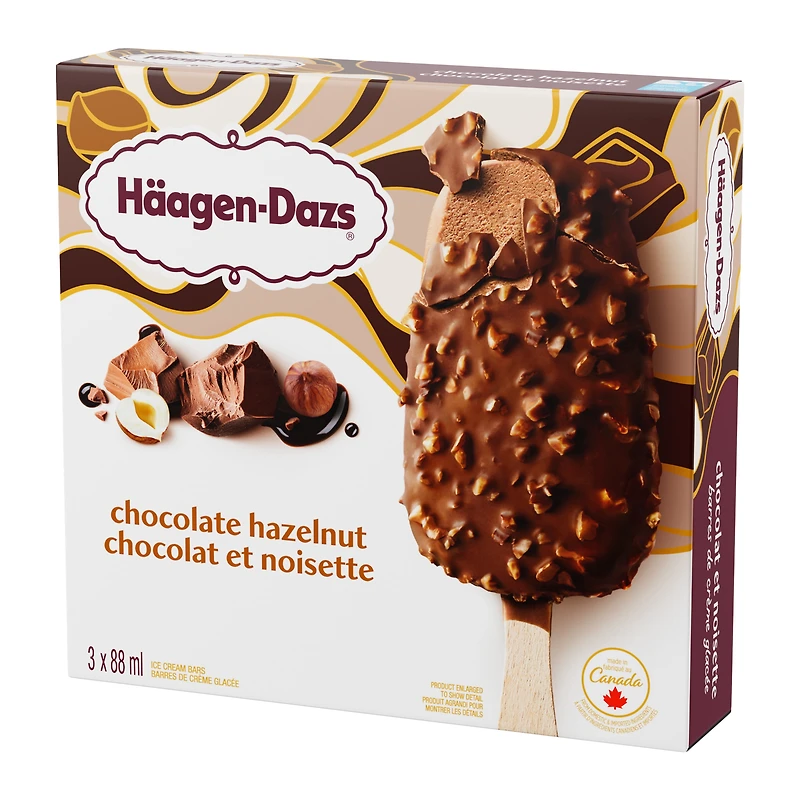HÄAGEN-DAZS Chocolate Hazelnut Ice Cream Bars – 3 x 88ml, 3 x 88 ML