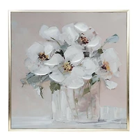 Crystal Art Gallery - White Peonies Gold L-Framed Canvas Farmhouse Style Wall Artwork- 23"x23" <ul><li>Floral framed artwork</li><li>Versatile application</li><li>Farmhouse appeal</li></ul>