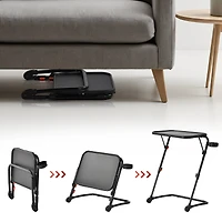 Homy Casa Adjustable TV Tray Table with Fixed Cup Holder and Foldable Design