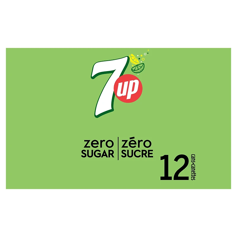 7UP Zero Citron Lime Boisson Gazeuse 12 x 355 ml, Canettes 12x355ml