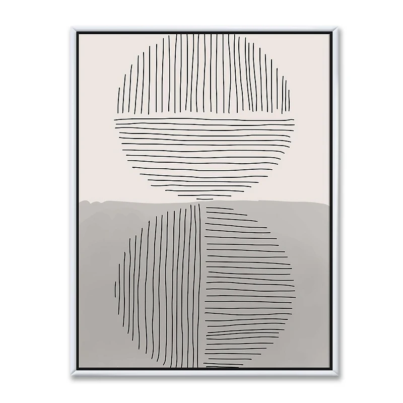 Designart Minimal Geometric Lines And Circle VI FLOAT FRAME WALL ART