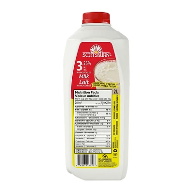 Scotsburn 3.25% Homogenized Milk, 2L