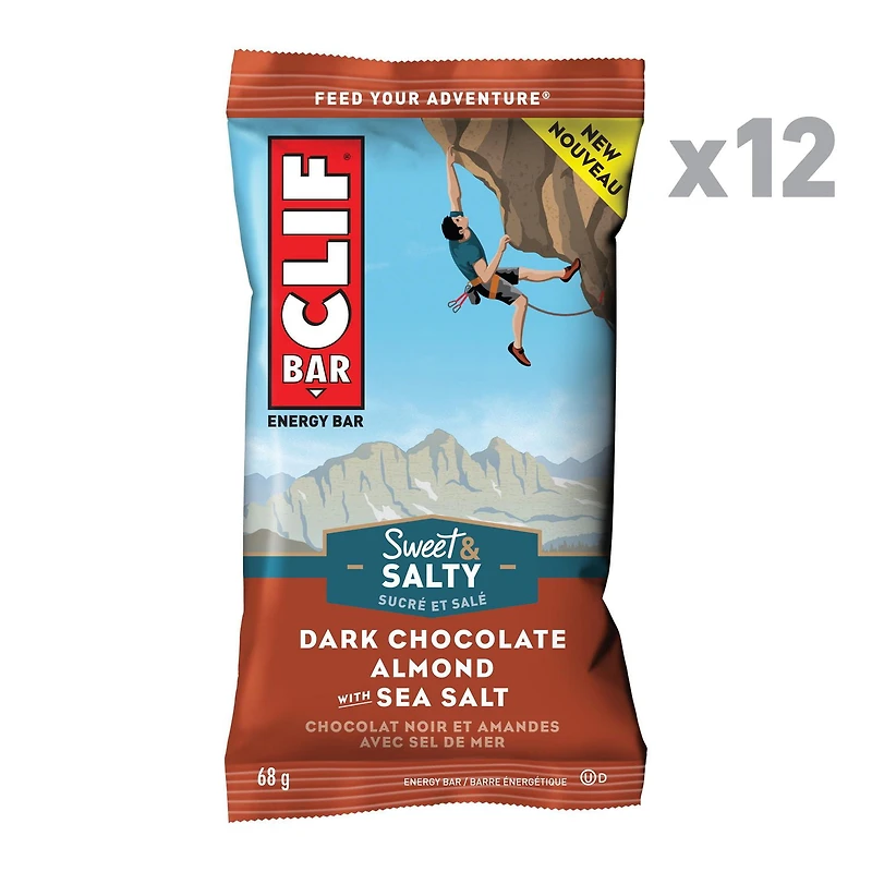 Barre énergétique Bar de CLIF au chocolat noir avec sel de mer 12 x 68 g