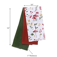 Ensemble De Tissu À Vaisselle De 3 Pcs Champignons - Ensemble De 2