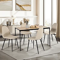 Homy Casa Set of 4 Modern Dining Chairs with Metal Legs and Upholstery Seats for Kitchen Café, Cream Fabric