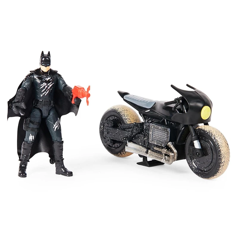 DC Comics, Batman Batcycle Pack, Exclusive 4” Batman Figure, Batcycle Vehicle, 3 Accessories, The Batman Movie Collectible, Kids Toys for Boys and Girls Ages 4 and up