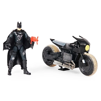 DC Comics, Batman Batcycle Pack, Exclusive 4” Batman Figure, Batcycle Vehicle, 3 Accessories, The Batman Movie Collectible, Kids Toys for Boys and Girls Ages 4 and up