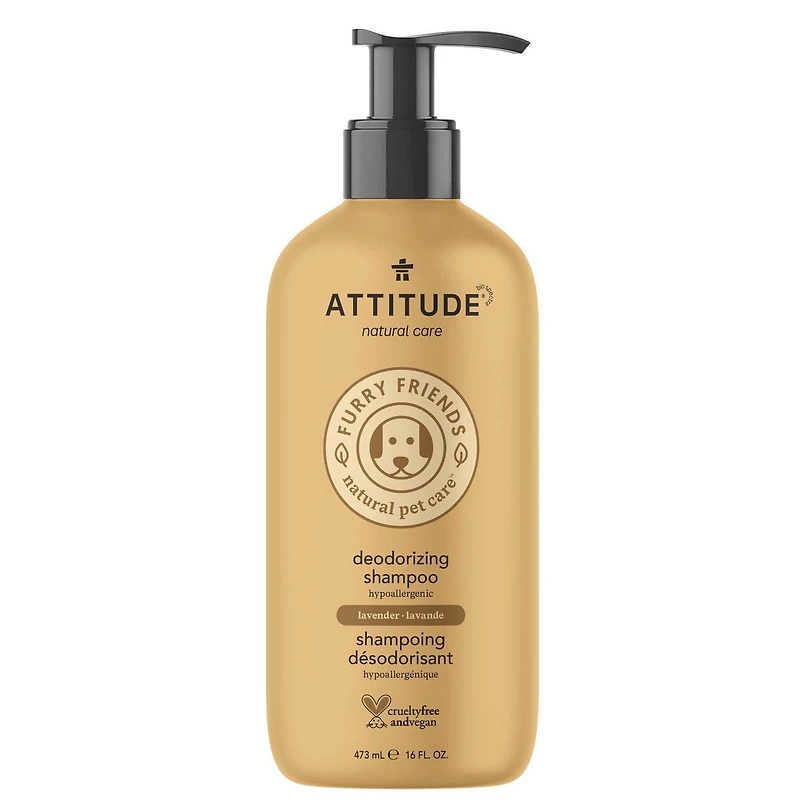 ATTITUDE Furry Friends, Shampoing, Désodorisant, Lavande, Soins pour animaux, Shampoing pour chiens, 473 mL